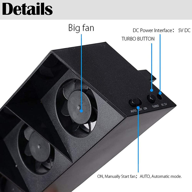 PS4 Cooling Fan 5 Fan System Station PS4 Turbo Fan USB External PS4 Cooler Temperature Control Cooling Fans - axGear