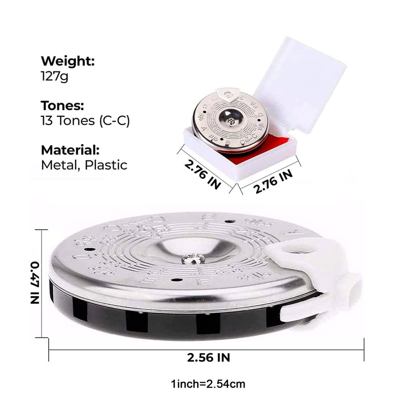13 Tones Pitch Pipe Tuner C-C Note Selector Electric Guitar Tuner C-C Music Notes Instrument Tuning Device Easy to Use, Diameter 6.5cm, As Show