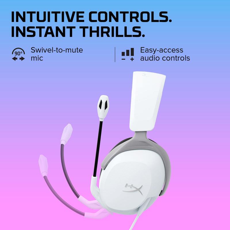 HyperX Cloud Stinger 2 Core - Gaming Headset for Playstation, Lightweight Over-Ear Headset with mic, Swivel-to-Mute Function, 40mm Drivers - White Wired