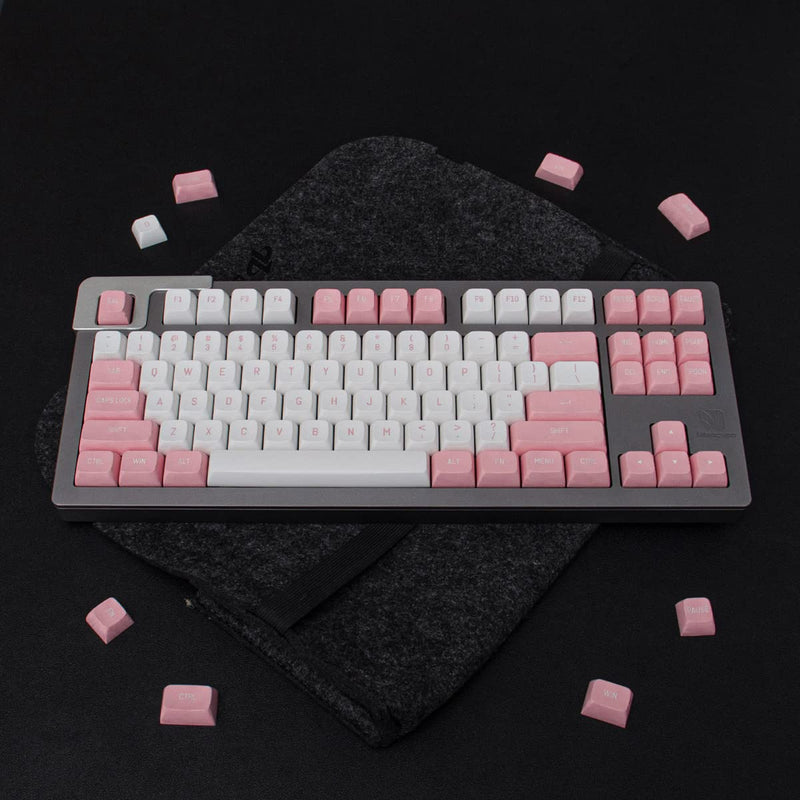 Pink White Keycaps Set 150 Keys MSA Profile Double Shot ISO/ANSI Layout for Cherry MX Switches Mechanical Gaming Keyboard Pink White