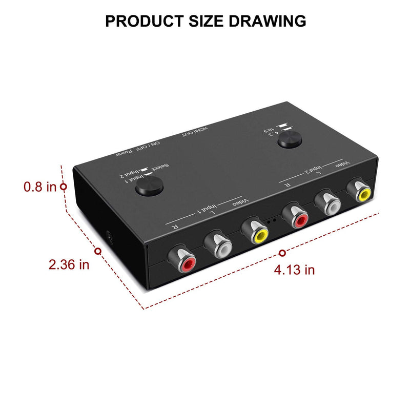 [AUSTRALIA] - Dingsun 2 Port AV to HDMI Converter, RCA to HDMI Adapter Support 16:9/4:3 Compatible with WII, N64, PS2, VHS, VCR DVD Players etc 2Port RCA to HDMI Converter 