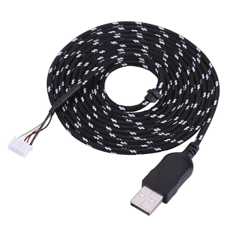 Richer-R 2.2 Meters USB Mouse Lines Wire Mice Cable Replacement Part Repair Accessory for Steelseries kana Mouse Computer Mouse Cable(Black+White) Black+White