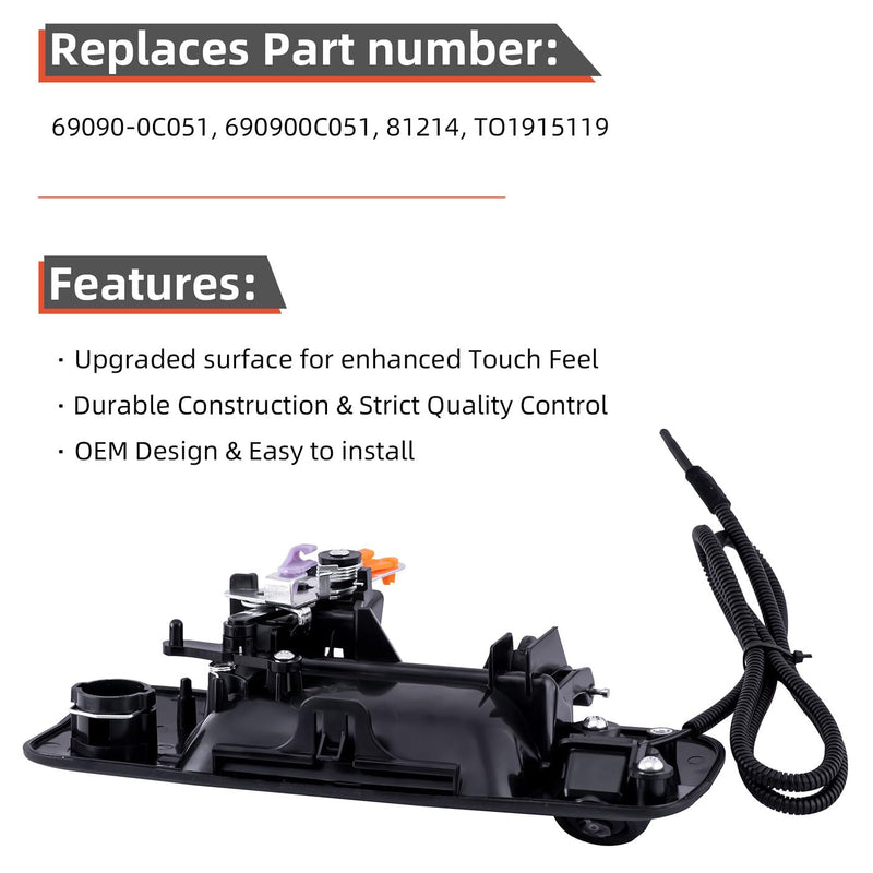 DEAL AUTO ELECTRIC PARTS Tailgate Handle Backup Camera Replaces 69090-0C051 | Compatible with 2007-2013 Toyota Tundra, Built-in Truck Bed Backup Rear View Camera w/Power Cable RCA Plug