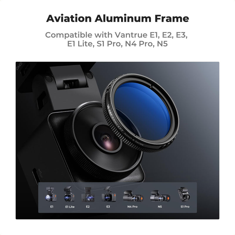 K&F Concept 40mm Ultra-Slim CPL Circular Polarizer Filter for Vantrue E1, E2, E3, E1 Lite, S1 Pro, N4 Pro N5 Dash Cam, Reduce Glare and Reflection, Enhance Contrast