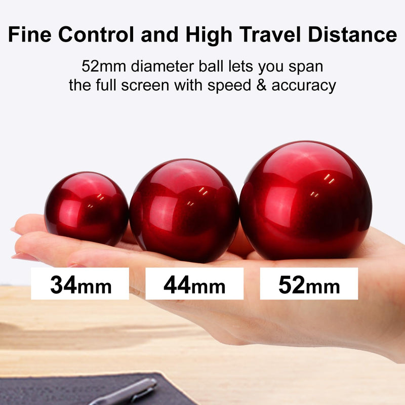 ELECOM HUGE Trackball Mouse, Wired, Finger-Operated, 8-Button Function, Palm Rest Attached, 52mm Smooth Red Ball Windows11, macOS (M-HT1URBK)