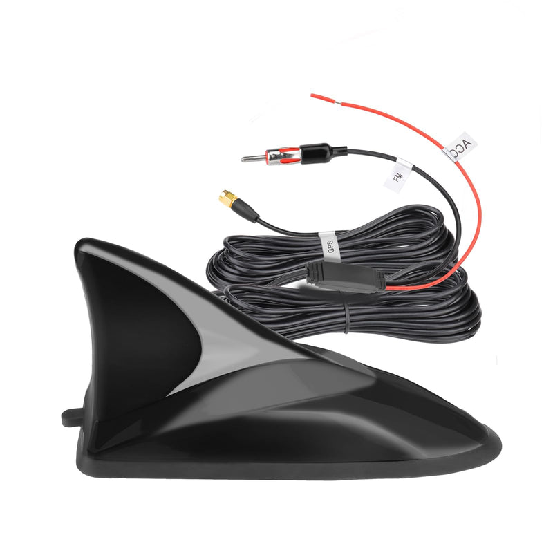 Eightwood Shark Fin Amplified AM FM Car Radio Antenna, SMA Male GPS Antenna | AM FM + GPS Combo Antenna for Car Truck SUV Stereo Receiver Head Uni, GPS Navigation System