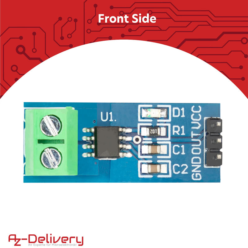 AZDelivery ACS712 Current Sensor 5A Measuring Range Module Current Sensor Compatible with Arduino Bascom Includes E-Book