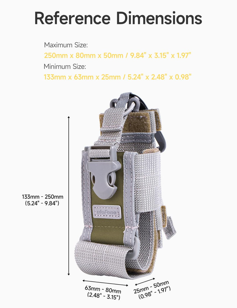 Ulefone Armor Molle Holster, Phone Pouch with Carabiner Clip, Universal for Most Phone/Radio Like Ulefone Armor 34/33/ Armor 30 /Armor 29/28/ 27/ Rugking Series