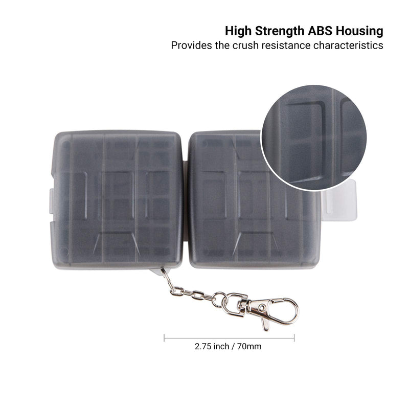 8 Slots Memory Card Case for 4 SD/SDHC/SDXC Cards and 4 Micro SD/TF Cards,Anti-Dust Crush Resistance,SD Card Case Small Micro SD Holder with Chain (Gray) Gray