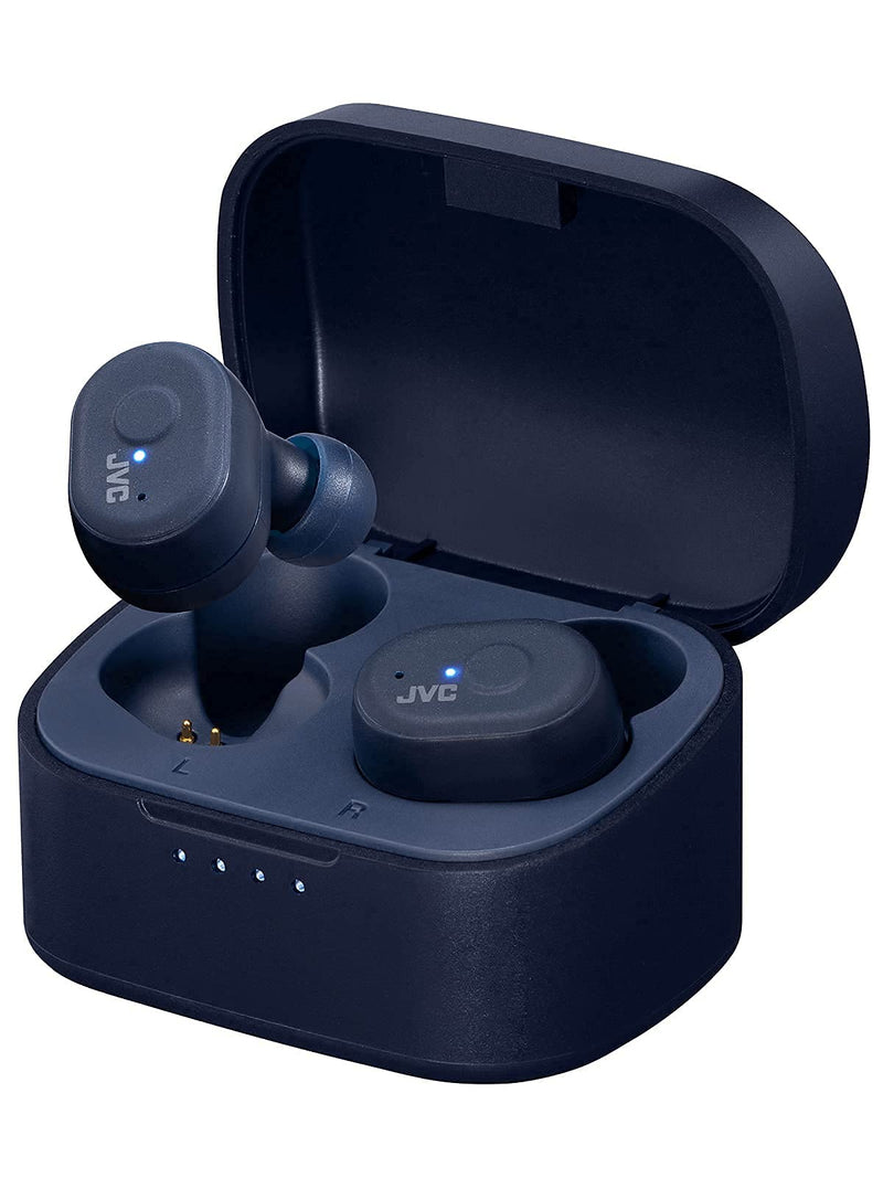 JVC HAA11T Series Marshmallow True Wireless Earbuds Headphones, 28H Long Battery Life with Charging Case, Waterproof IPX5 (Blue)