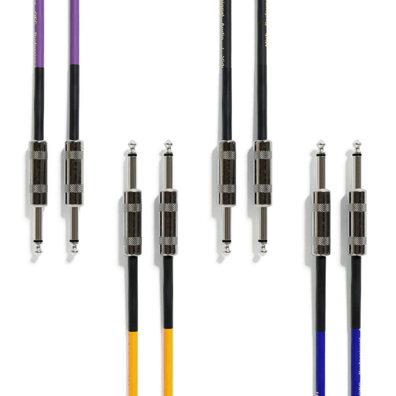 1 Piece - Guitar Instrument Mono Patch Cables Lead 6.35mm 1/4" Straight/Straight [Purple | 600 cm - 236.22"] 600 cm - 236.22" Purple