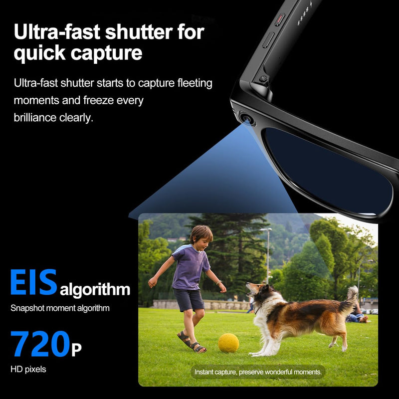 AI Smart Glasses With Camera,HD Photo & Video,Bluetooth Sunglasses Built-in Speakers,Wireless Music & Call Black