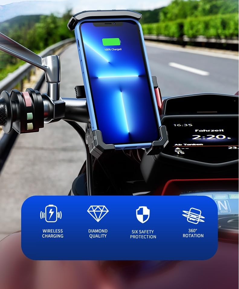 DN-A 360°Rotation Height Adjustable One-Touch Auto Lock Bike Phone Mount,ATV Bicycle Scooter Cell Phone Holder Cradle with Aluminum Alloy Handlebar Mounting 4''-7'' accessory (Quick Release) Quick Release