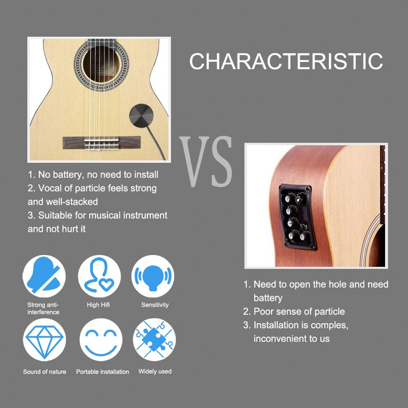Randon 2pcs Acoustic Guitar Pickups, Piezo Contact Pickup for Guitar Ukulele Violin, Mandolin, Banjo, Kalimba, Harp RP-30