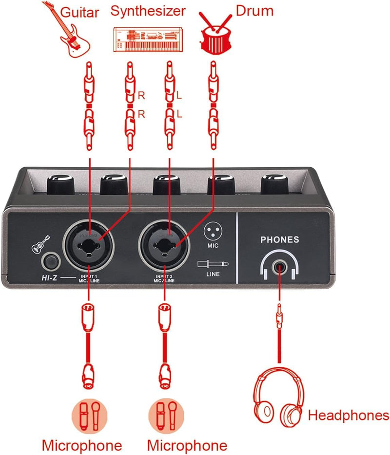 USB Audio Interface for PC with Touch Model, AudioBox Mic Preamps 16 bit/48 kHz Phantom Power XLR 48V Audio Interface for Recording Music, Live Streaming and Podcasting Recording Q16