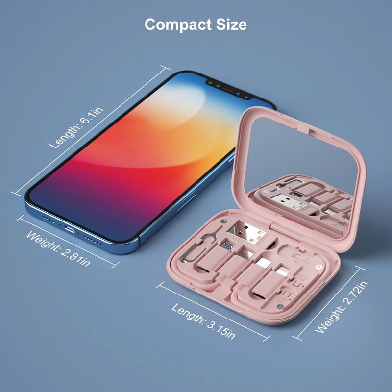 USB-C to USB Adapter, USB C to Lighting Cable Box Contains Makeup Mirror/USB C Cable/Micro USB to USB C/USB A to USB C, Cell Phone OTG Adapters for iPhone 14/15, Google Pixel, Samsung Galaxy… Pink