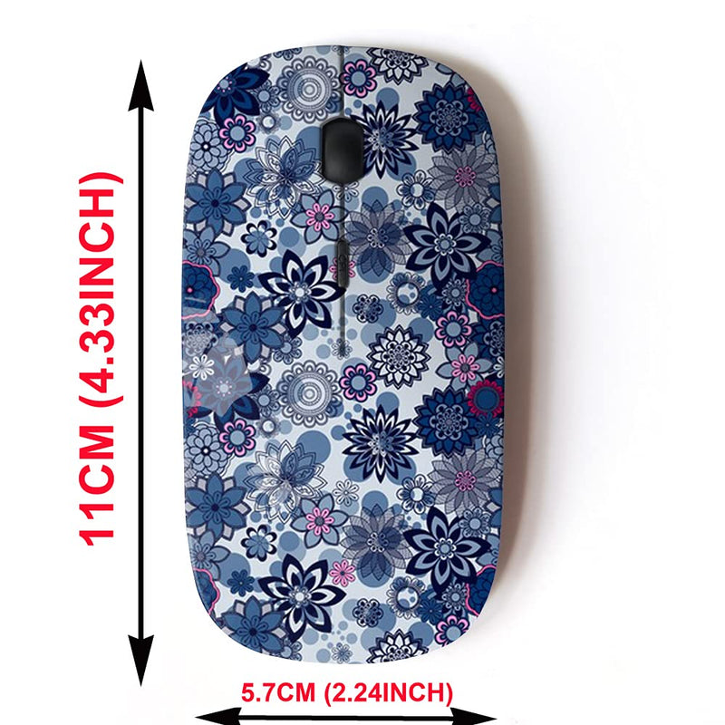 2.4G Wireless Mouse with Cute Pattern Design for All Laptops and Desktops with Nano Receiver - Mandala Floral Elements Decorative