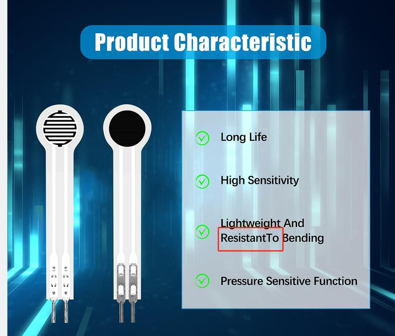 DF9-40 Force Sensor, Pressure Sensor, Thin Film Pressure Sensors, Force Sensitive Resistance, Diameter 10 mm, High-Precision Resistance Sensor for Pressure Detection (30 g - 10 kg), Pack of 2