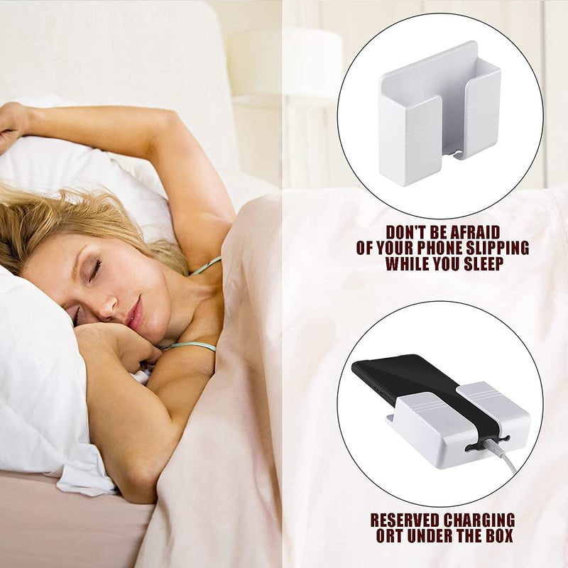CEI&BPY 2Pcs Phone Holder Wall Mounted, Phone Stand with Self Adhesive. Phone Holder for Shower/Charging.Compatible with iPhone and Android (2Pcs-White) White