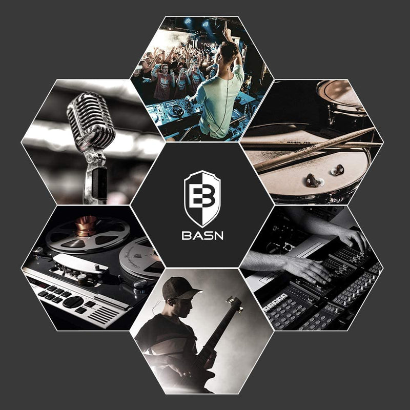 BASN Bsinger Pro in Ear Monitor,Dual Drivers MMCX IEM Earphone(Clear Black) | HiFi Wired IEM Earbud,Portable Case,Ergonomic Fit Headphone,Two 4.9ft Detachable Cables,for Beginner Musician,Singer,Drummer