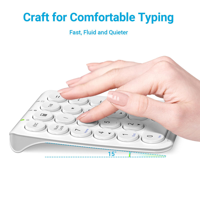 [AUSTRALIA] - iClever Number Pad, KP08 Bluetooth Number Pad, Ultra Slim and Lightweight, USB-C Charge, Number Pad for Laptop, iPad, Mac, iMac, Tablet, PC Desktop 