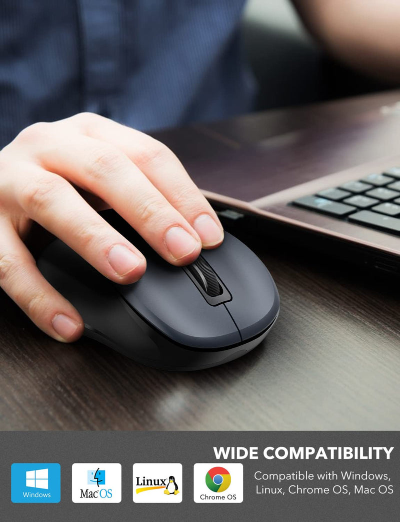 Wireless Mouse for Laptop, Trueque 2.4GHz Ergonomic Computer Mouse with 3 Adjustable DPI Levels, Page Up & Down Buttons, USB Mouse for Chromebook, PC, Desktop, Notebook, MacBook (Grey) Grey