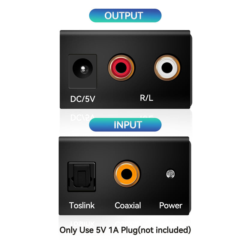 Digital Optical Coax to Analog Stereo Audio L/R Converter Adapter with Optical Cable RCA Cable