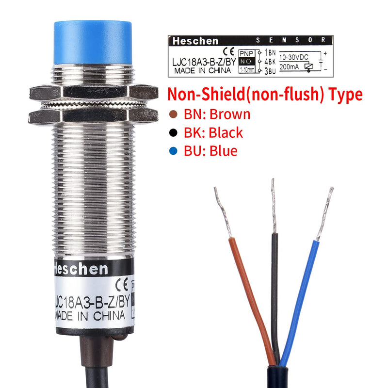 [AUSTRALIA] - M18 Capacitive Proximity Sensor Switch Non-Shield Type LJC18A3-B-Z/BY Detection 10mm 10-30VDC 200mA PNP Normally Open(NO) 3 Wires 