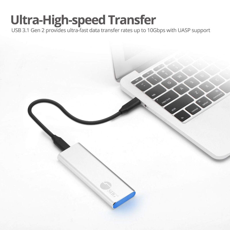 SIIG USB C Nvme SSD Portable Enclosure, 10Gbps USB 3.1 Gen 2 to NVMe SSD, M.2 PCIe Nvme SSD Adapter Enclosure - Support Windows/Mac OS (JU-SA0W11-S1)