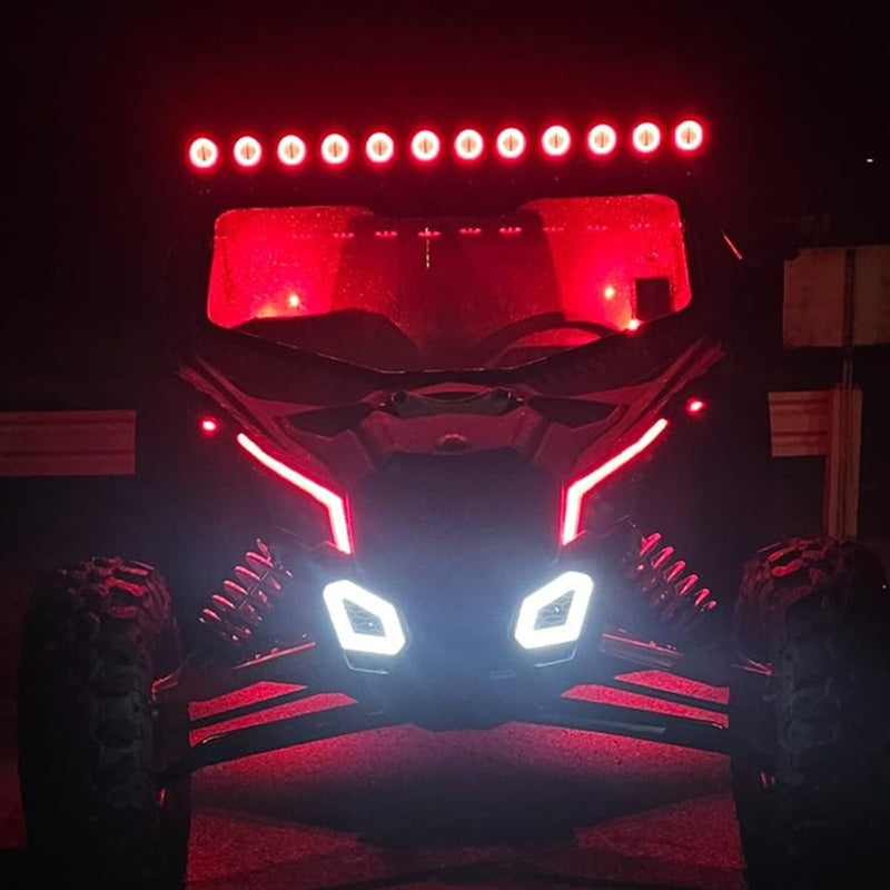 [AUSTRALIA] - LED Motorcycle Driving Lights, 20W Round LED Daytime Running Light 3-Inch Motorcycle Additional Lights 12V/24V Fog Lamps for 4x4 ATV Tractor Offroad Motorbike, Red (Include Switch) 