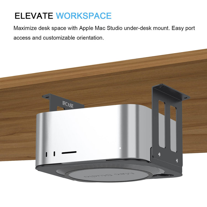 IFCASE Aluminum Under Desk Mount for Mac Studio M4 M3 M2 M1 Max, Ultra with Anti-Scratch Pad (Black) Black