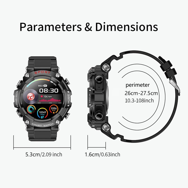 Smart Watch for Women Men, Smartwatch for iPhone & Android Bluetooth (Answer/Call) Built-in Earbuds, 1.52" HD Fitness Tracker with 100+ Sport Modes Black-T96