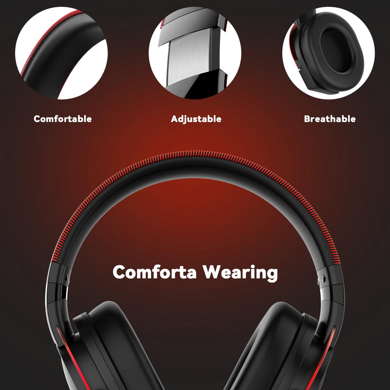 A88 Gaming Headset with Microphone, Stereo Wired Noise Cancelling Over-Ear Headphones with Mic for Pc, Ps5, Xbox One Series X/s, Ps4, Computer, Laptop, Mac, Nintendo, Gamer (Red) Red