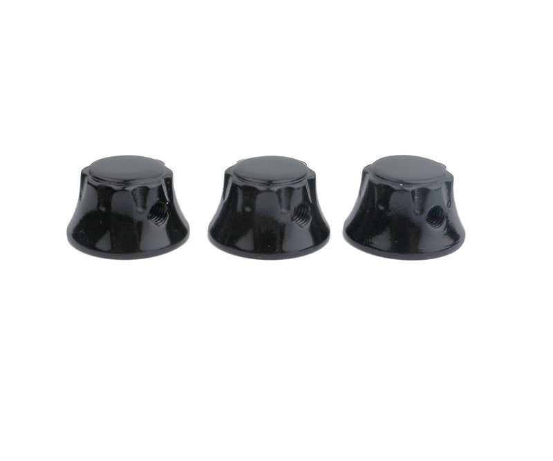 Guyker 3Pcs Top Hat Guitar Potentiometer Control Knobs 6mm Dia. Shaft Pots - Brass Bell Cap Speed Tone Volume Knob Replacement Parts for Electric Guitar or Precision Bass - black