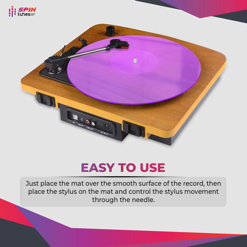 Turntable Mat, Acrylic Turntable Mat for Vinyl LP Record Players, 2.7mm Thick for Better Sound Support on Record Players, Provides Antistatic and Tighter bass, Turntable Platter (Purple) Purple