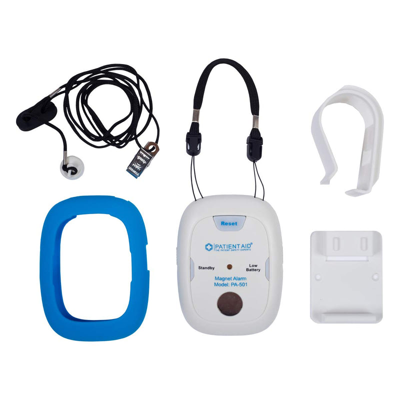 Patient Aid Chair & Bed Alarm - Magnet Pull Cord Alarm for Elderly & Dementia Patients - Helps Prevent Falling & Wandering - with Battery, Magnetic Caregiver Alert & 3 Mounting Options