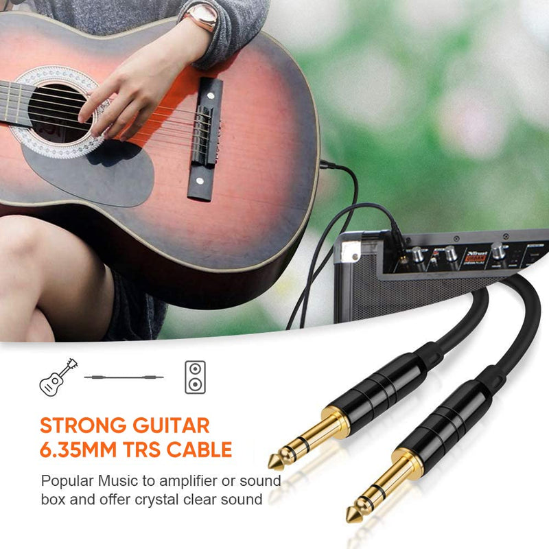 CableCreation 1/4’’ TRS Cable, [2-Pack 6FT] 1/4 Inch to 1/4 Inch 6.35mm Balanced Stereo Audio Cable for Studio Monitors,Mixer,Yamaha Speaker/Receiver,Black 6 Feet 2