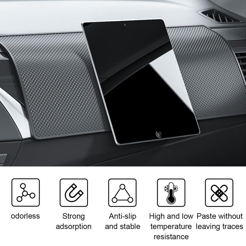 Car Dashboard Anti-Slip Mat, 10.6"×5.9" Universal Car Dash Sticky Rubber Mat, Multifunctional Non-Slip Adhesive Pad Auto Dash Gripping Mat for Cell Phones, Keys, Coins, Sunglasses (Grid) Grid