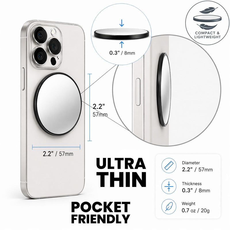 Magnetic Selfie Mirror for Phone, Rear Camera Selfie Mirror, Magnetic Phone Camera Mirror for Content Creation, Vlogging, Live Streaming, Video Recording, Compatible with Most Smartphones