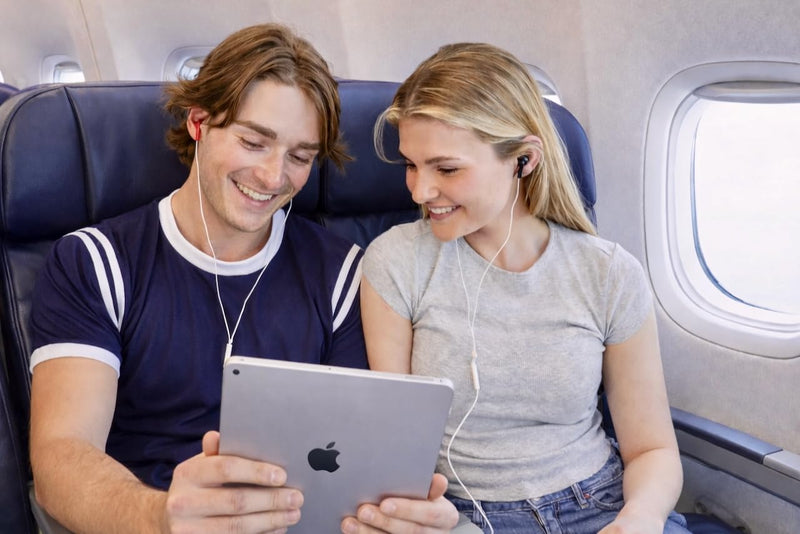 | Two-Person USB-C Earbuds for Couples | Dual Headphones with Individual Volume Control & Microphones | Share Music, Movies & Audiobooks Together | Includes Travel Pouch | 3-Year Warranty