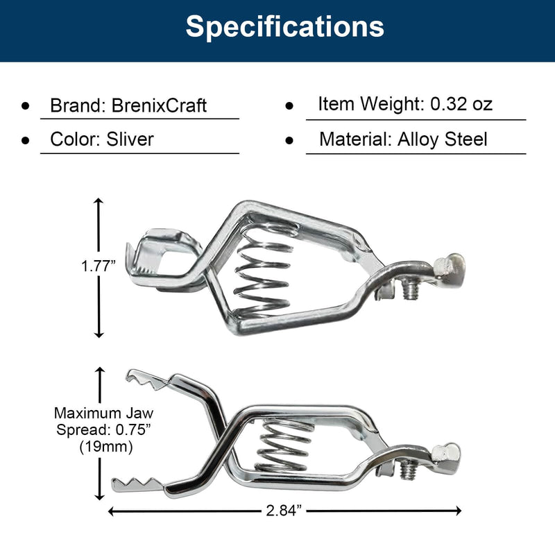 25 Amp Heavy-Duty Steel Alligator Clips, Electrical Battery Clamps with Screw Terminal, Strong Spring Grip, BU-24APN Type, 6 Pack