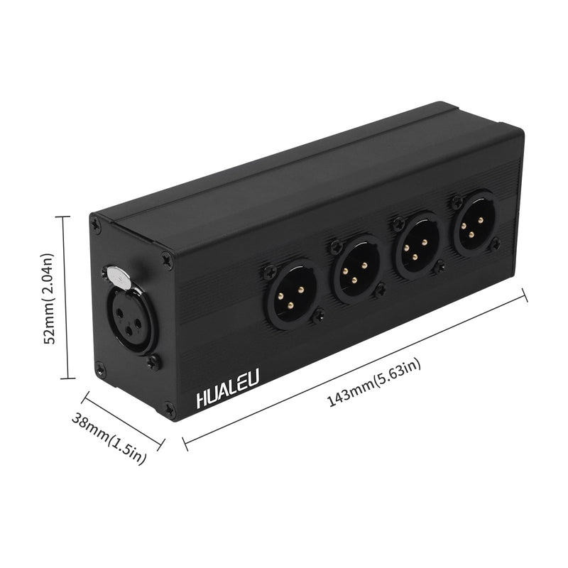 3Pin XLR 1 Female to 4 Male Splitter,4Way XLR Single Input to Four Output Parallel Connection Adapter,One Input to 4 Output Audio DMX Adapter