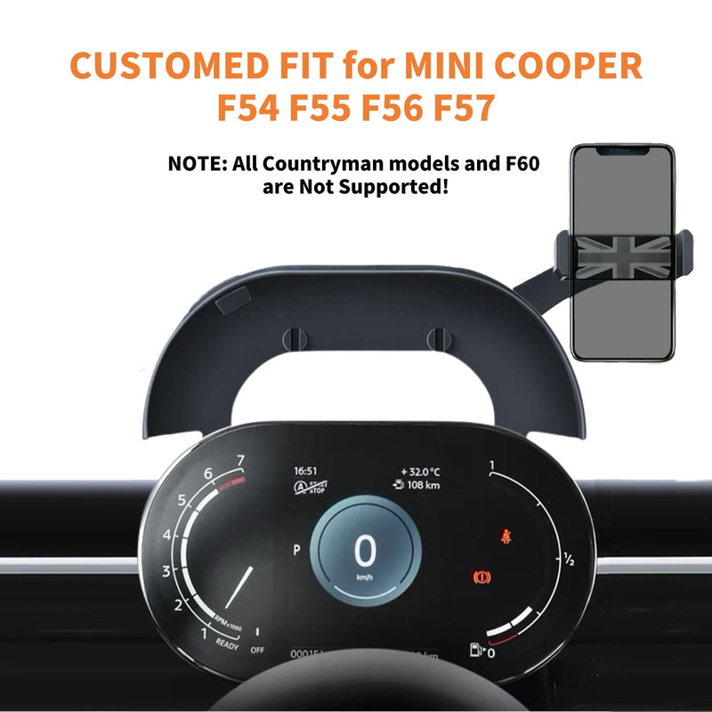 Persevere Car Phone Holder for Mini Cooper F54 F55 F56 F57 with Control Display Dashboard, 360° Rotatable Phone Mount for All 4-6.9 Inches Smartphones, Right (Not Supported All Countryman F60/R61) F54 F55 F56 F57 (Manual, Right)