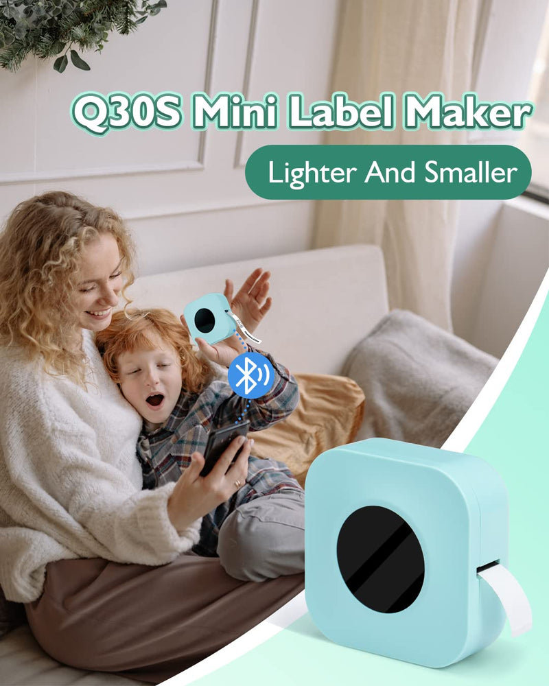 [AUSTRALIA] - Phomemo Mini Label Maker Q30S Bluetooth Small Label Maker Machine, Handheld Label Maker Wireless Thermal Labeler Printer, for Home Office Organization, Green 1 