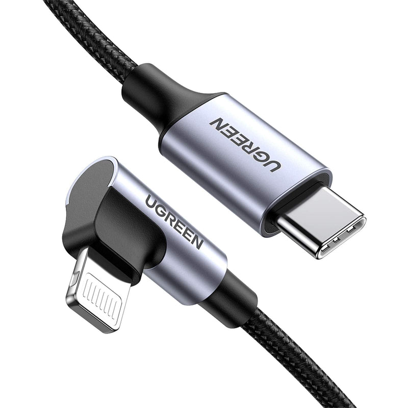 UGREEN MFi Certification Lightning Cable - 90 Degree USB C to Lightning Cable 6FT Compatible with iPhone 14/14 Pro/14 Pro Max, iPhone 13/12/11/X/XR/XS/8 Series, iPad, AirPods Pro (Pack of 2) 6FT (Pack of 2)