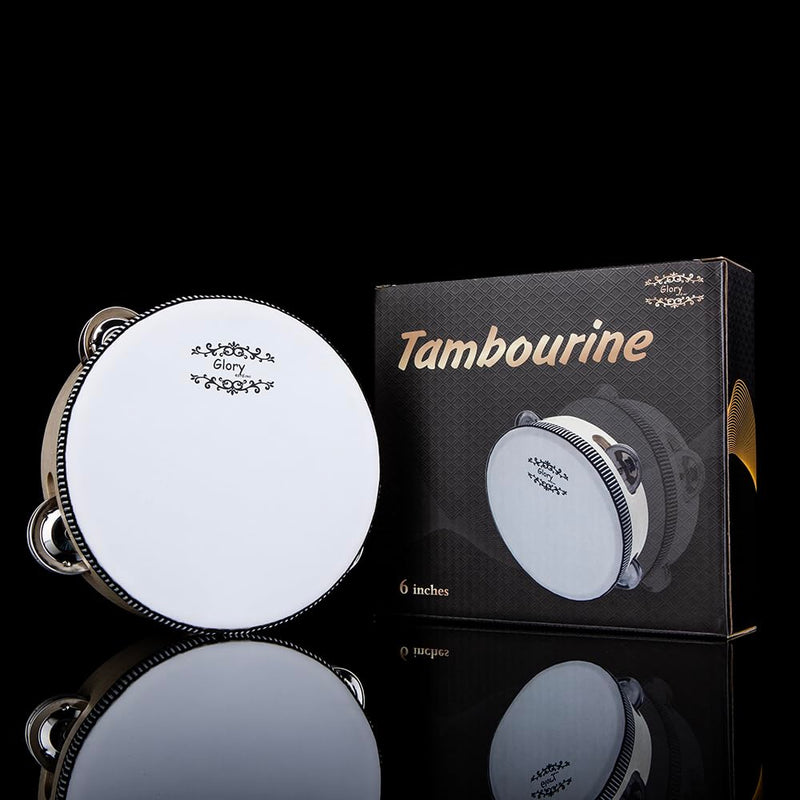 [AUSTRALIA] - Glory Hand Held Tambourine Drum 6 inch Bell Birch Metal Jingles Percussion Gift Musical Educational Drum Instrument for KTV Party Games (6 inch) 6" 