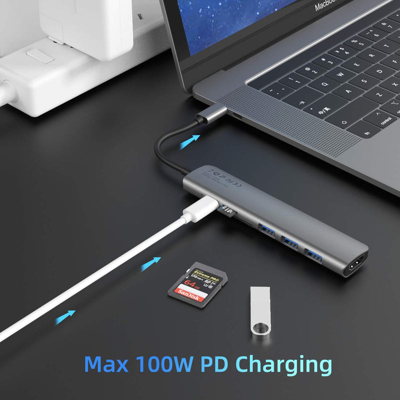 WALNEW USB C to Ethernet Adapter & 7-in-1 USB C Hub Bundle