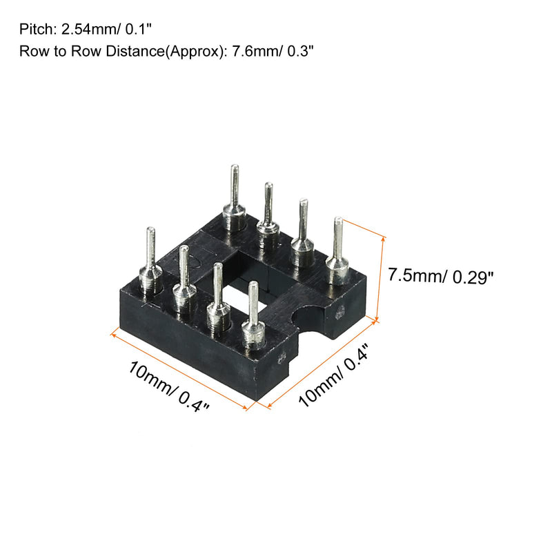 sourcing map DIP IC Chip Socket Adapter Flat Pin 8P 2.54 mm Pitch IC Socket for PCB Board Chip, 6 Pack