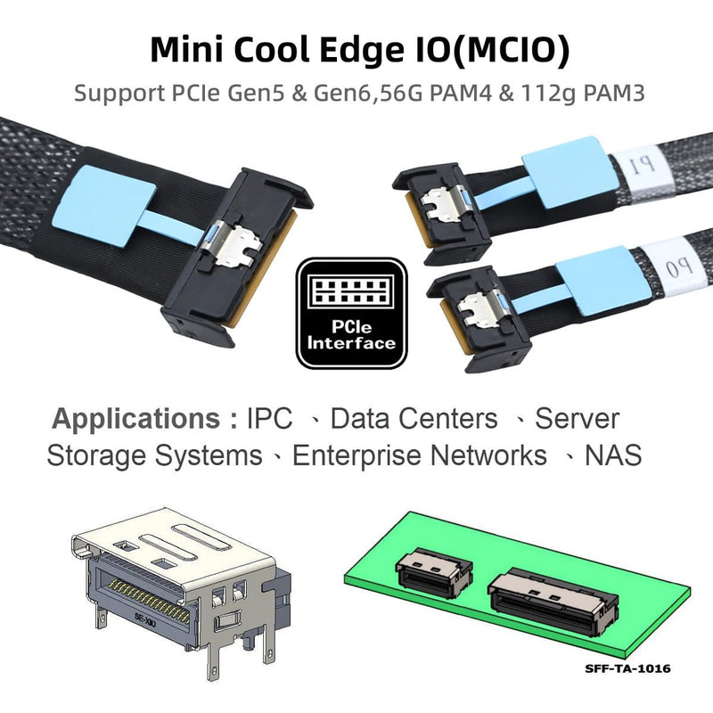 cablecc MCIO PCI-E 5.0 Mini Cool Edge IOSTR PCI-E 8i 74Pin Male to Dual MCIO 38Pin Male Extender Cable 50cm 8x MCIO -dual MCIO 38pin