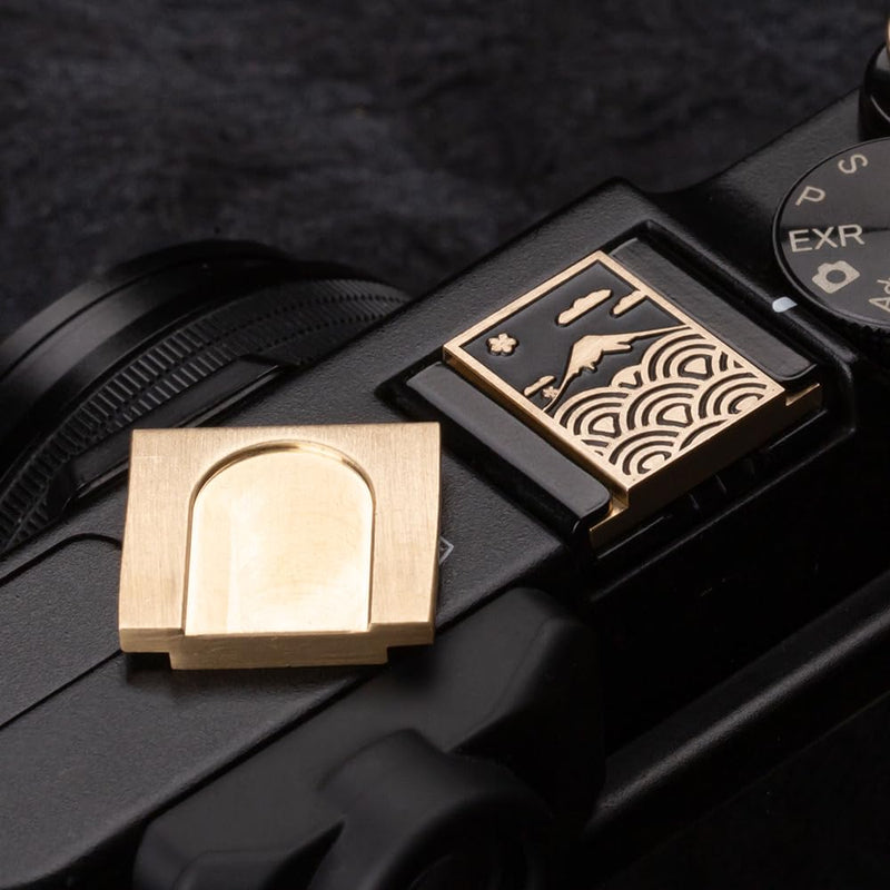 [AUSTRALIA] - Wave Pattern Camera hot Shoe Cover Camera Shutter Button for Fujifilm X-T50 X-S20 X-S10 X-T4 XT30 for Nikon Z6iii Z7 Z30 Z50 ZF (Brass YH Cover) Brass YH Cover 